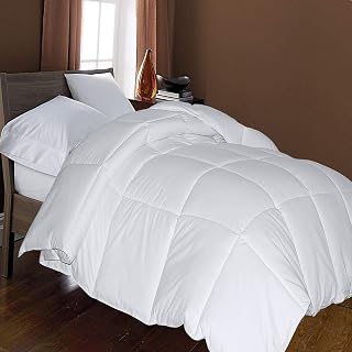 Home Fashions Blue Ridge Microfiber Light Weight Solid Duvet Insert Down Alternative All Season Bed Comforter-Hypoallergenic Polyester Fill Cooling, Twin, White