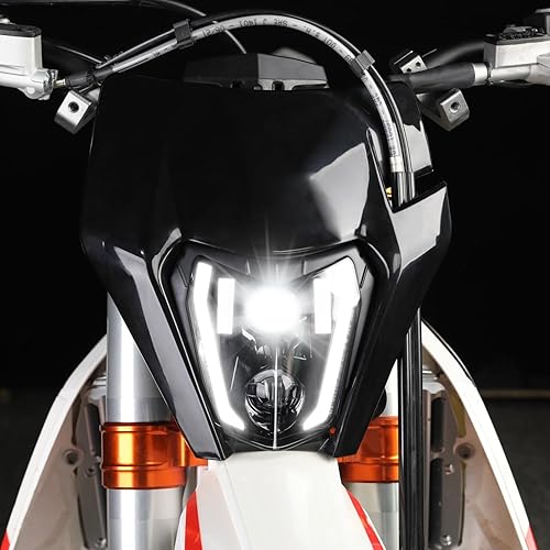 Vista 12 de CHANGCHENG Faro delantero LED universal de 66 W, 3000 lúmenes, para la mayoría de los scooters de Pit Bike de 66 W, 3000 lúmenes, color naranja