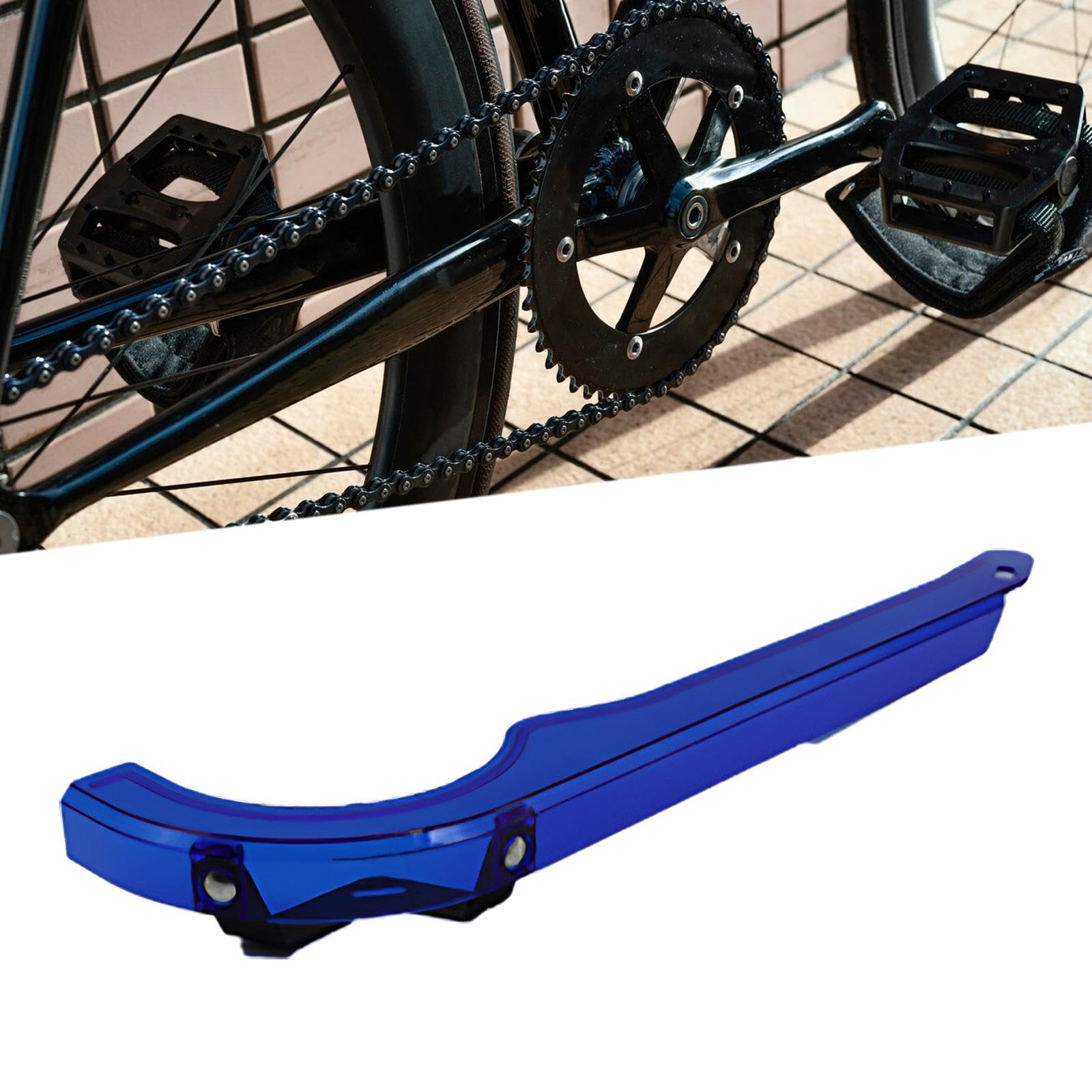 Yiju Bicycle Chain Guard Cover Chain Protective Cover Bicycle Part, Bicycle Crankset Guard for Cycling, Outdoor, Mountain Bikes, Blue