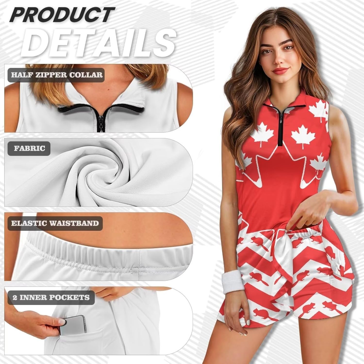 American Design Golf Dress Tennis Outfits for Women, Tennis Golf Dresses with Built in Shorts and Pockets