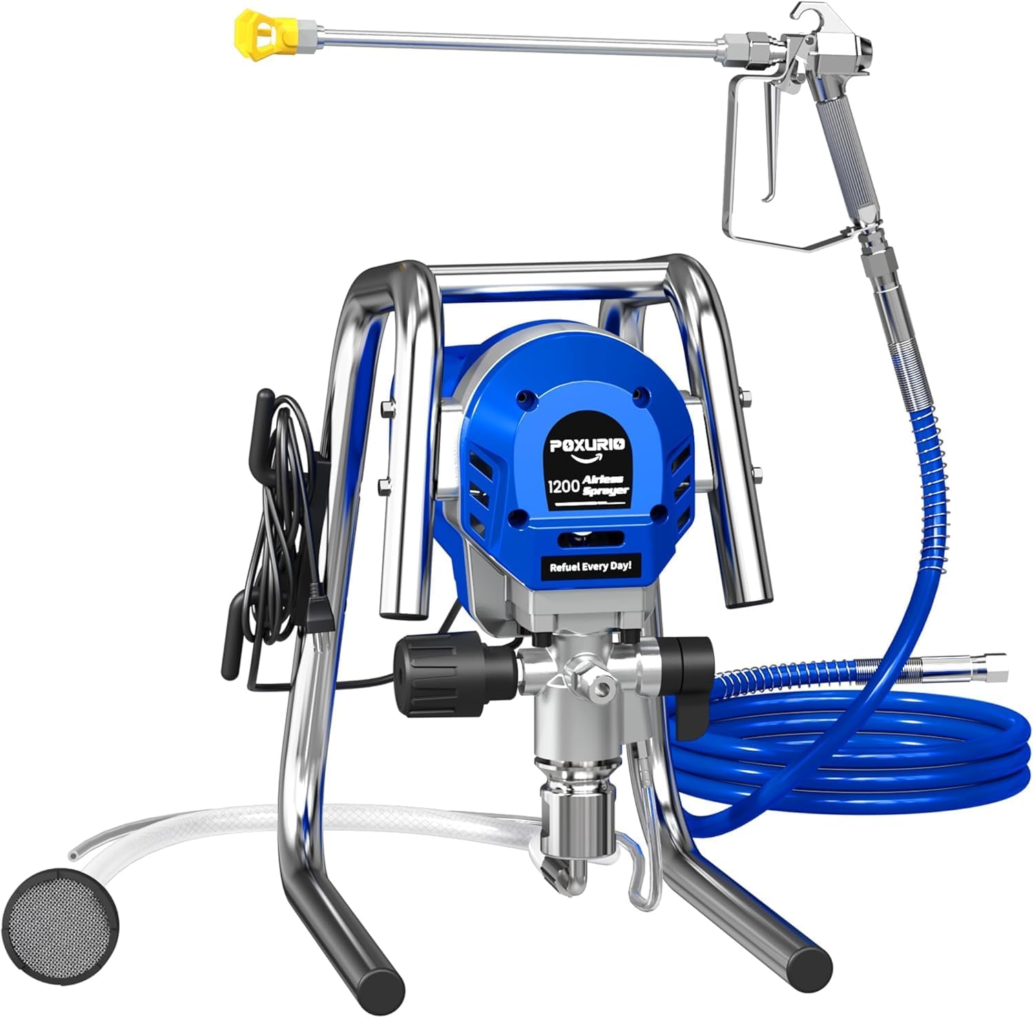 1200W Airless Paint Sprayer, 3300PSI High Efficiency Electric Paint Sprayer with Extension Rod, Thinning-Free Stand Airless Sprayer for Home Exterior and Interior, Garage, Deck, Furniture
