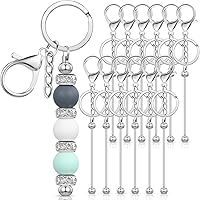 Tondiamo 12 Pack Beadable Metal Keychain Bars - Bulk Blank DIY Craft Keychains for Personalized Gifts & Accessories