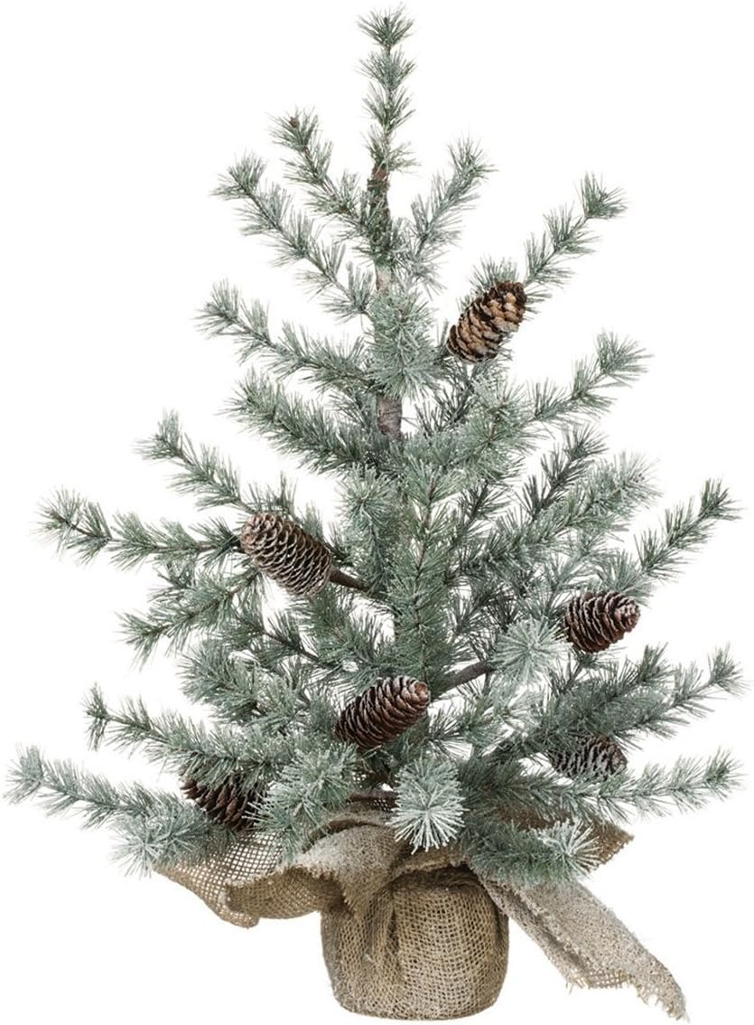 Sullivans Gift Pine and Burlap Snow Dusted 24 inch Artificial Christmas Tree Decoration