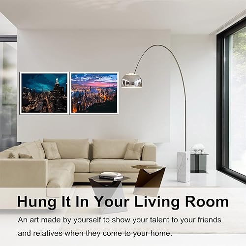 Miniatura 212 de Baisite 1112 Pintura por números, para adulto, principiante, niño, 12 pulgadas de ancho x 16 pulgadas de largo, 2 lienzos, 8 pinceles de madera