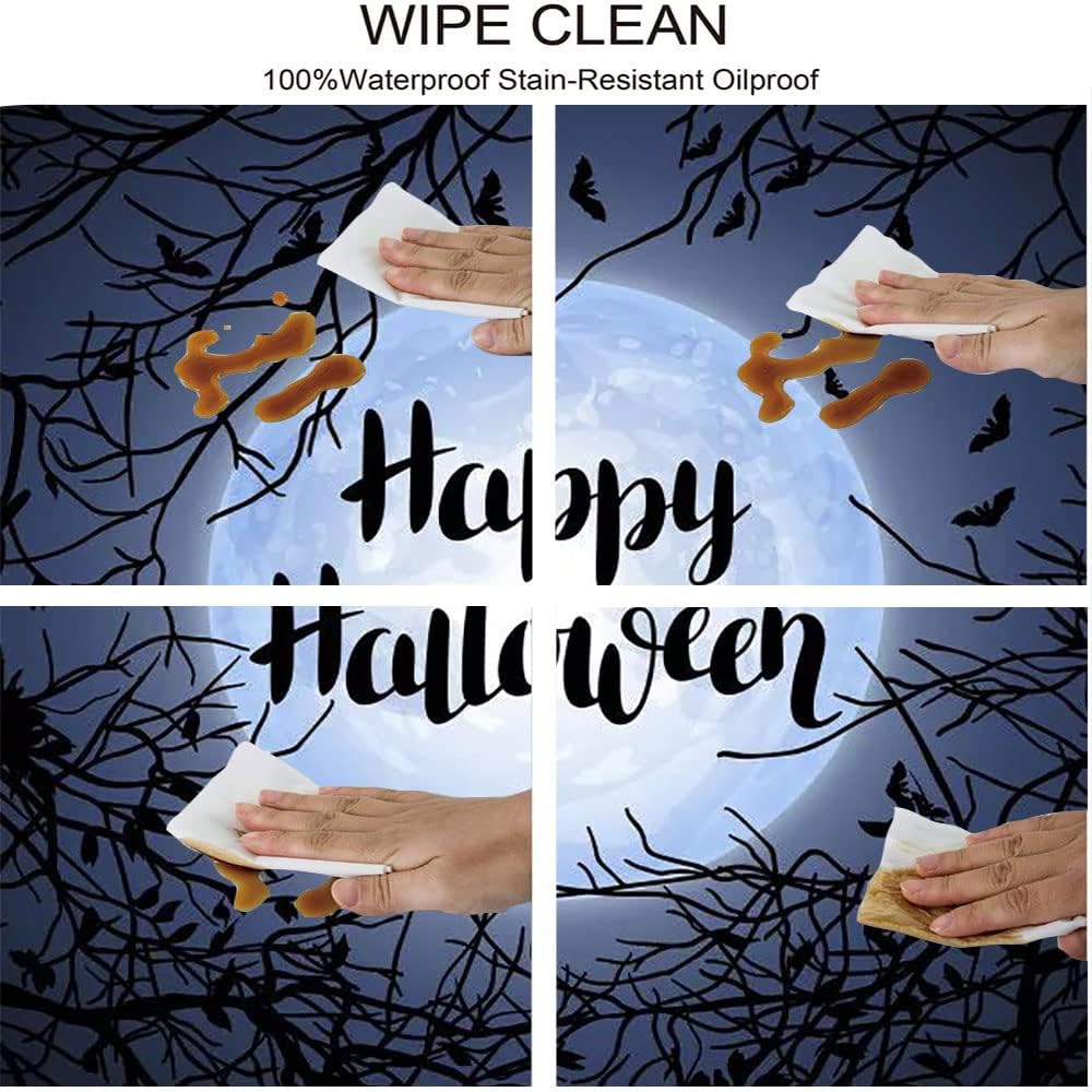 Halloween Oval Table Cloth, Halloween Style Pattern, Indoor Dining and Outdoor Patio Festival Use, Fits 48" x 72" Table
