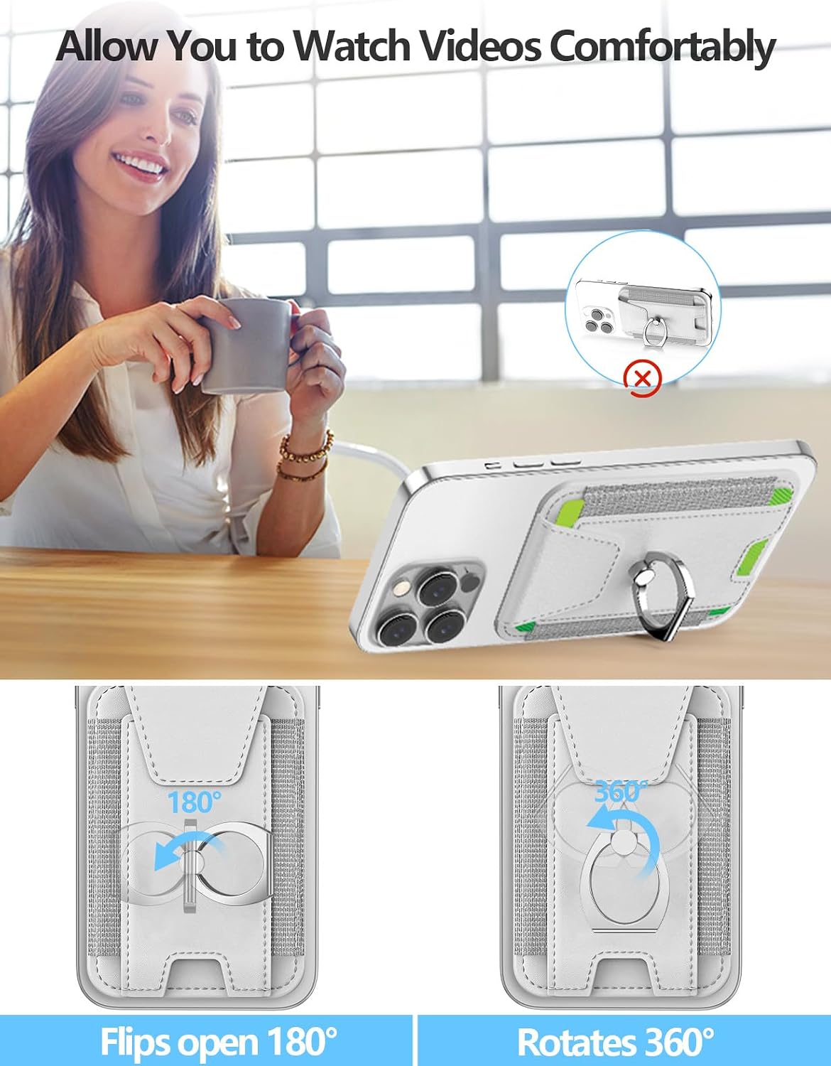 for Magsafe Wallet with Grip, 6-Card Holder; Stronger Magnetic Phone Wallet image 3