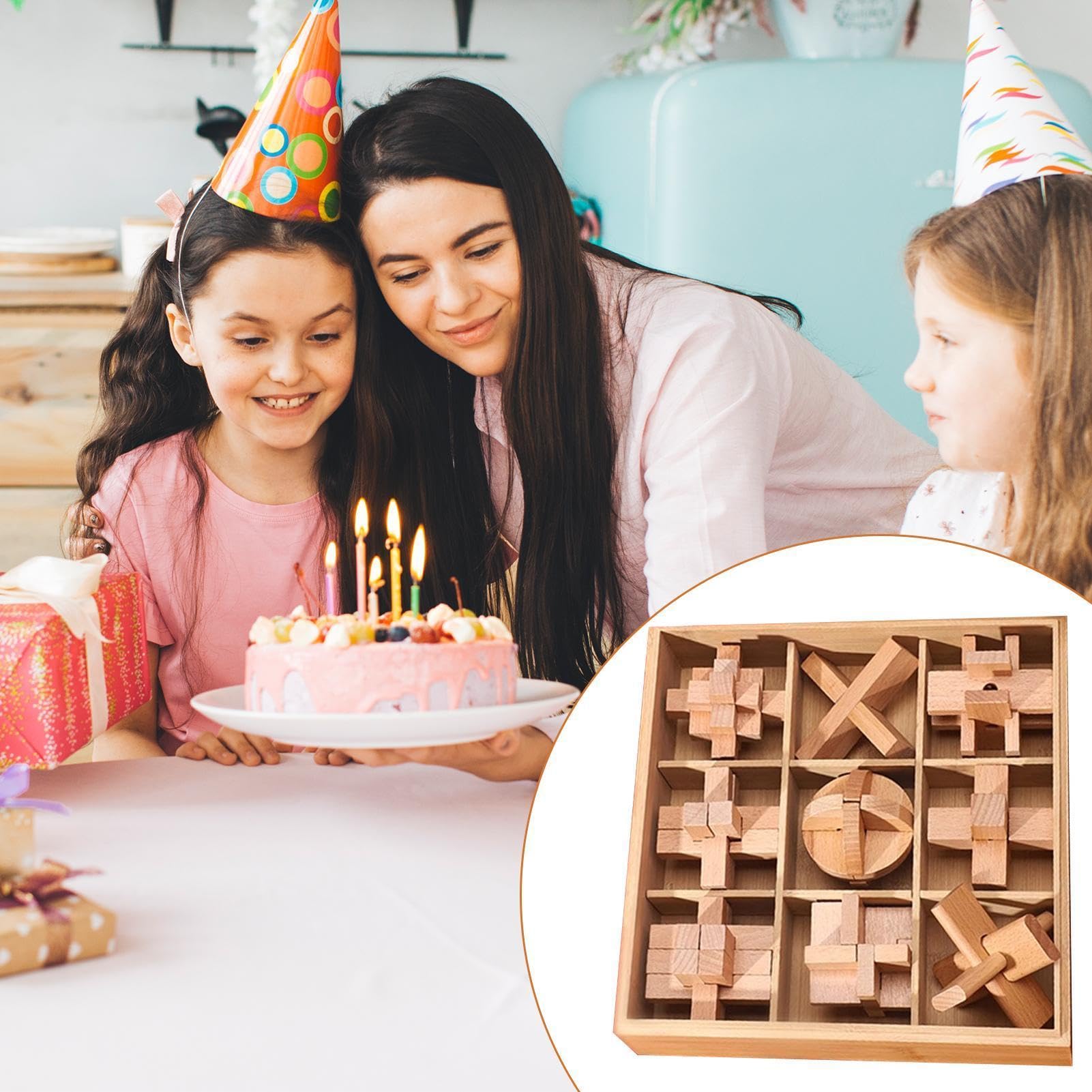 Drewniane Puzzle Blokująca się i Odblokowująca Układanka do Składania | Drewniane Puzzle Dla Dzieci na Prezent do Skarpety Świątecznej Klasa Podróż Szkoła Dziewczynki i Chłopcy Wycieczka Urodziny