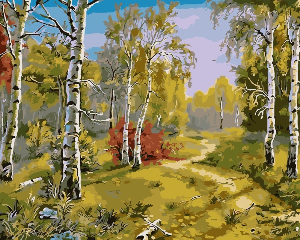 WOWDECOR Paint by Numbers Kits for Adults Kids Seniors Junior Beginner, Number Painting - Forest Trees Landscape 16x20 inch (Framed)