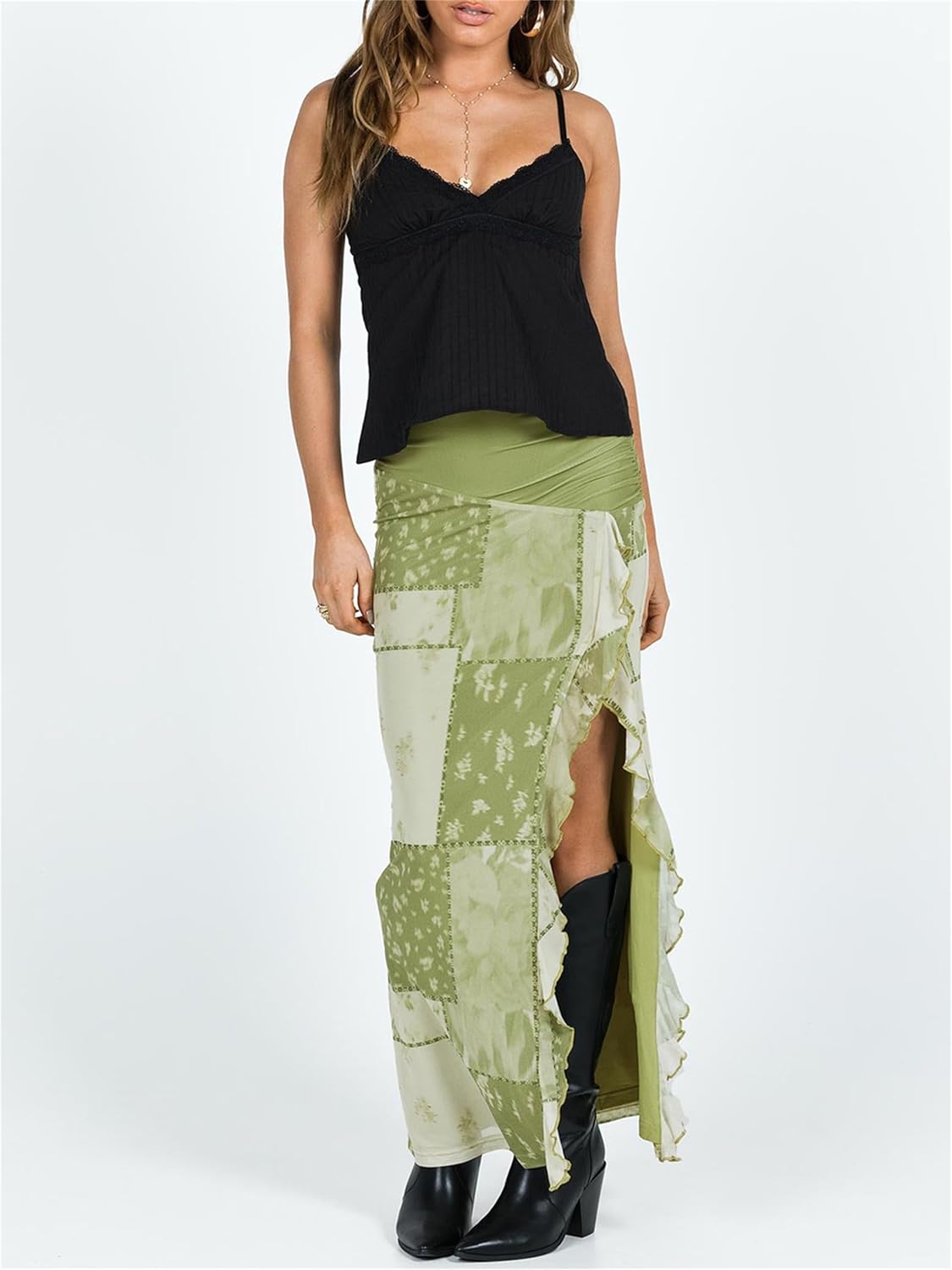 Women Y2k Babydoll Cami Top Sexy Lace Ruffle V Neck Spaghetti Strap Peplum Tank Tops Coquette Going Out Streetwear - Image 6