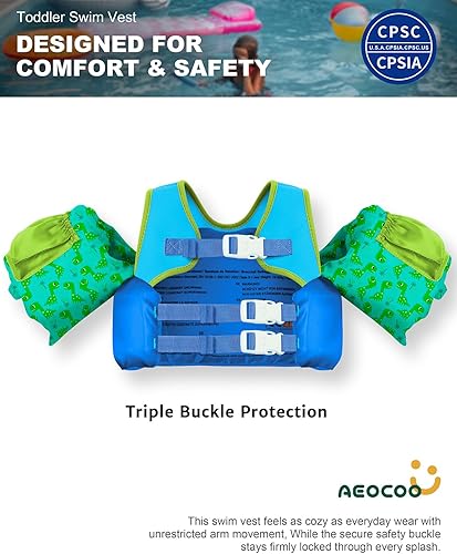 Miniatura 2 de Chalecos flotantes de 20-30-50-60-70 libras, chaleco de natación para niños de 1-3-5-6-9 años, flotadores de piscina con flotadores de brazo de