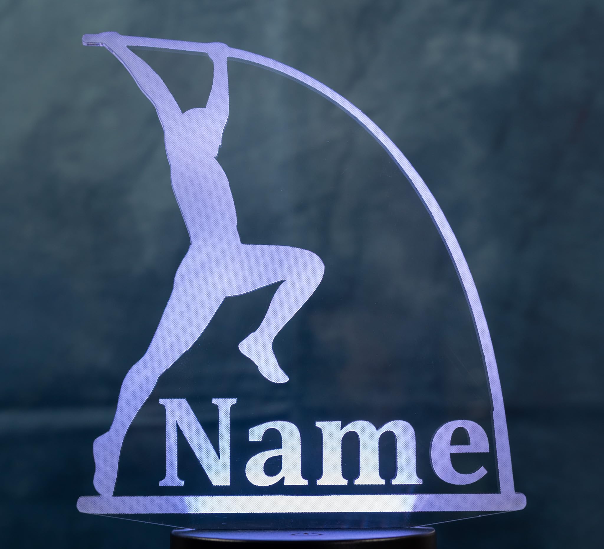 Stabhochsprung Lampe personalisiert – LED Nachtlicht mit Name | Leichtathletik Geschenk & Sport Deko | Pole Vault Light für Kinderzimmer, Schlafzimmer & Athleten