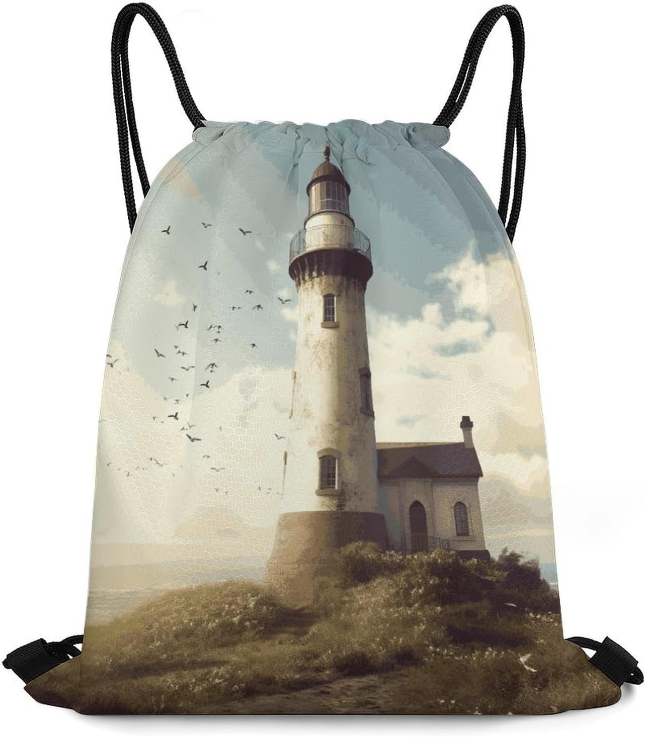 Old Lighthouse Drawstring Backpack Gym Bag Drawstring Bags