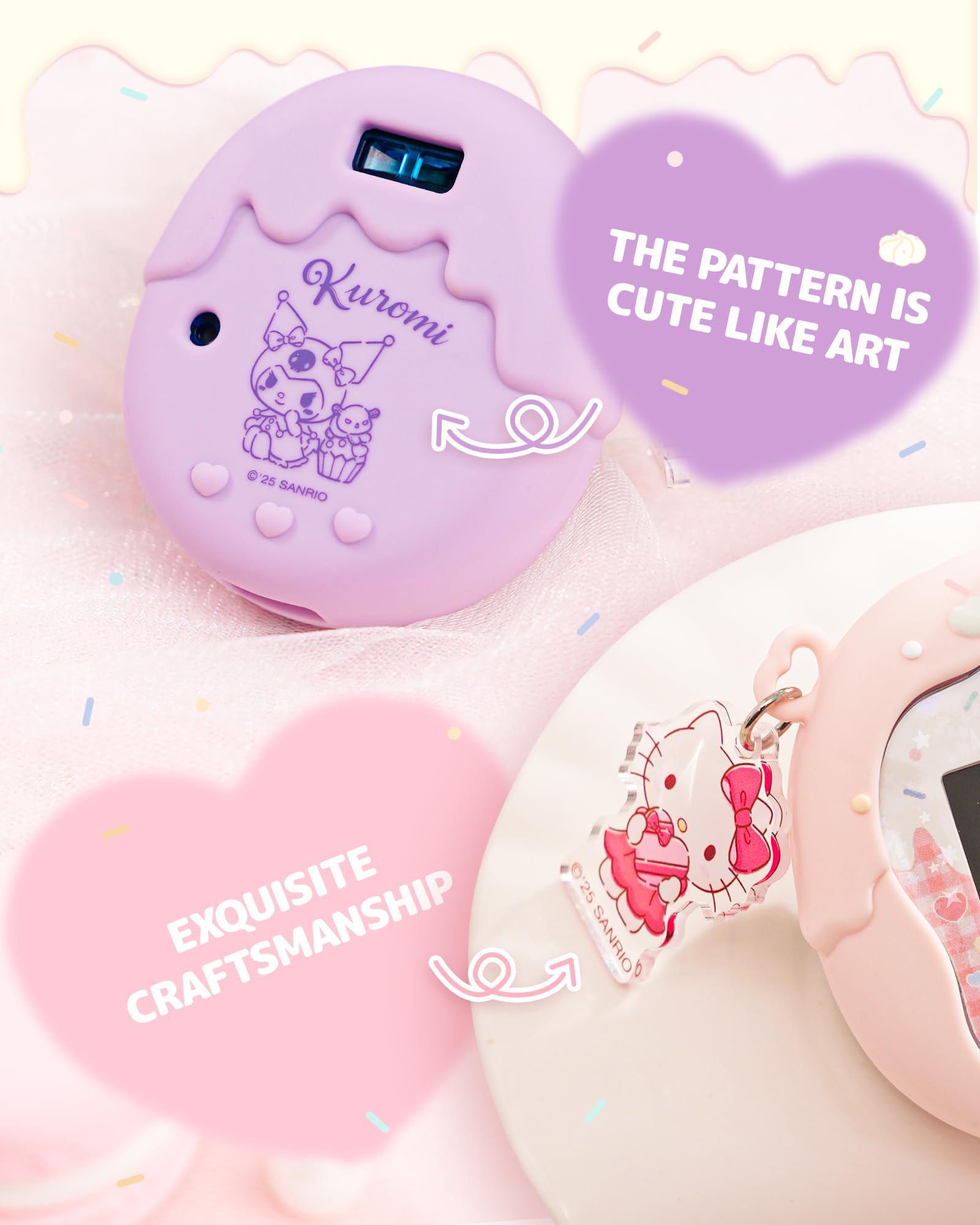 Kuitmor Sweetheart Czekoladowe silikonowe etui kompatybilne z Tamagotchi Uni, miękkie etui ochronne ze wzorem cukierkowego serca, odporne na zarysowania i wstrząsy, skóra do wirtualnego urządzenia dla