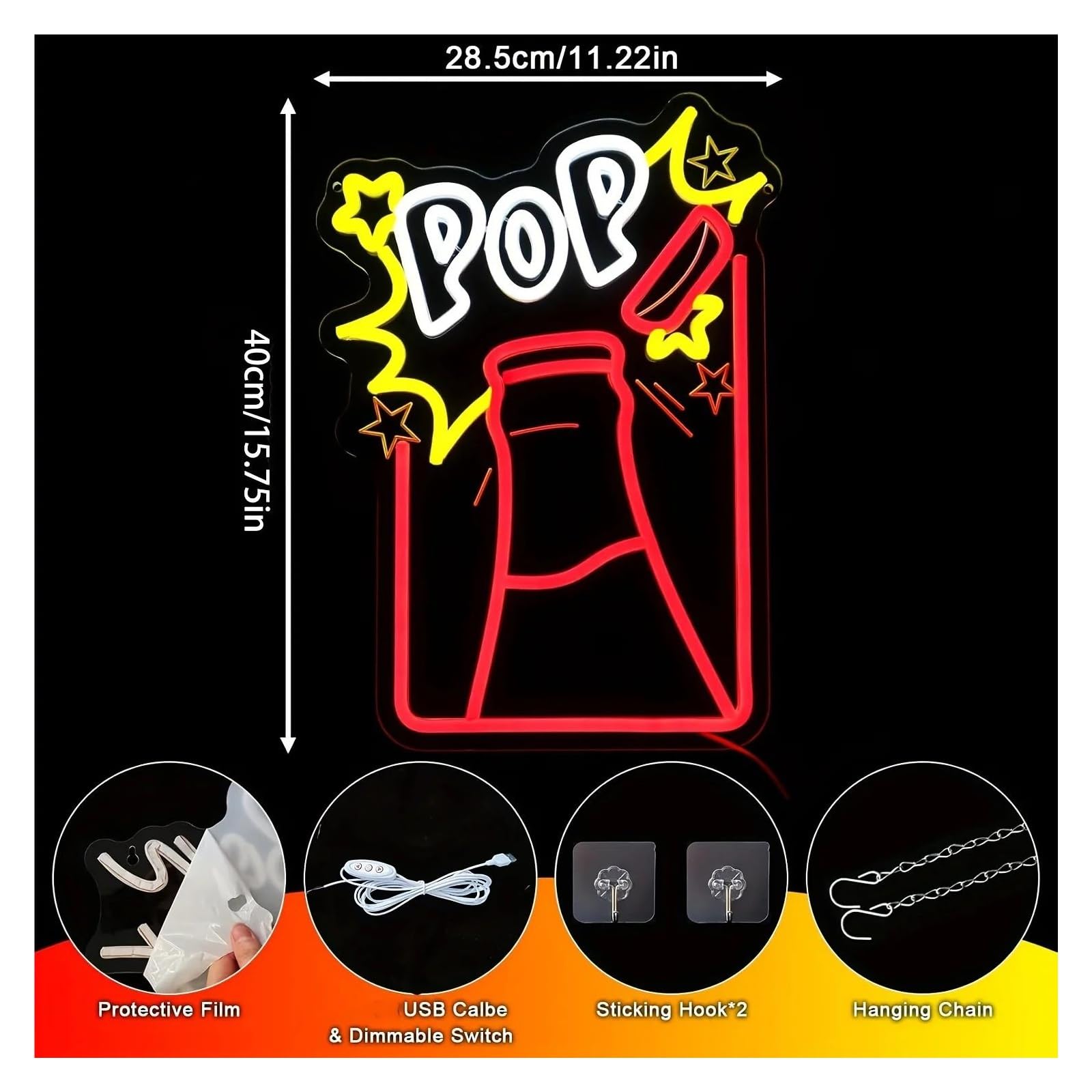 Wiszące neony artystyczne Neon LED, Popularny Projekt Napojów, Imprezy, Restauracje, Bar, Spotkanie, Zasilana Przez USB Lampa Do Montażu Na Ścianie, 28.5cmх40cm