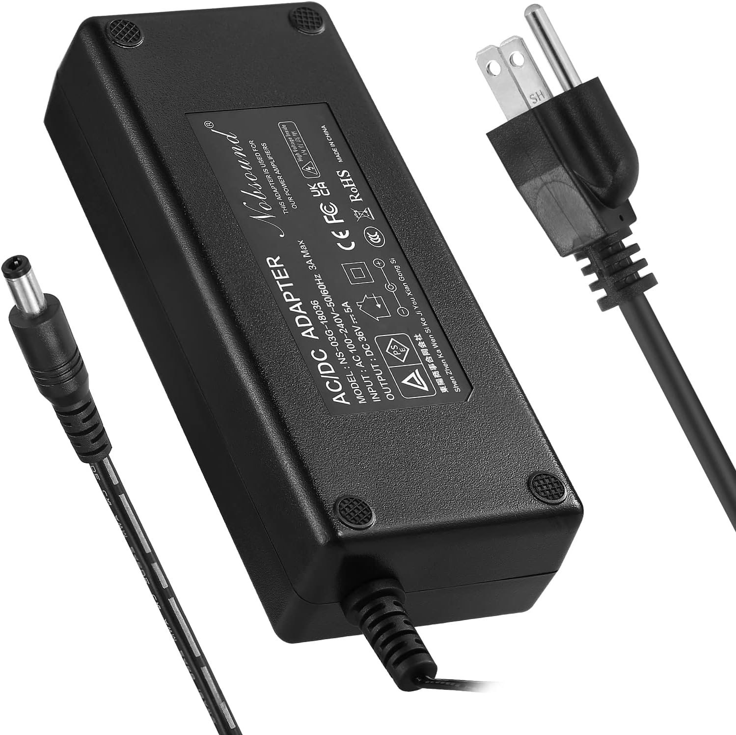 Nobsound 180W 36V/5A DC Power Supply Adapter Charger AC 100-240V Transformer