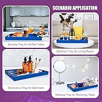 Vista 96 de Gifturbo Bandeja negra para servir, bandejas decorativas de mármol con asas, bandeja de mesa auxiliar, bandejas de plástico rectangulares otomanas