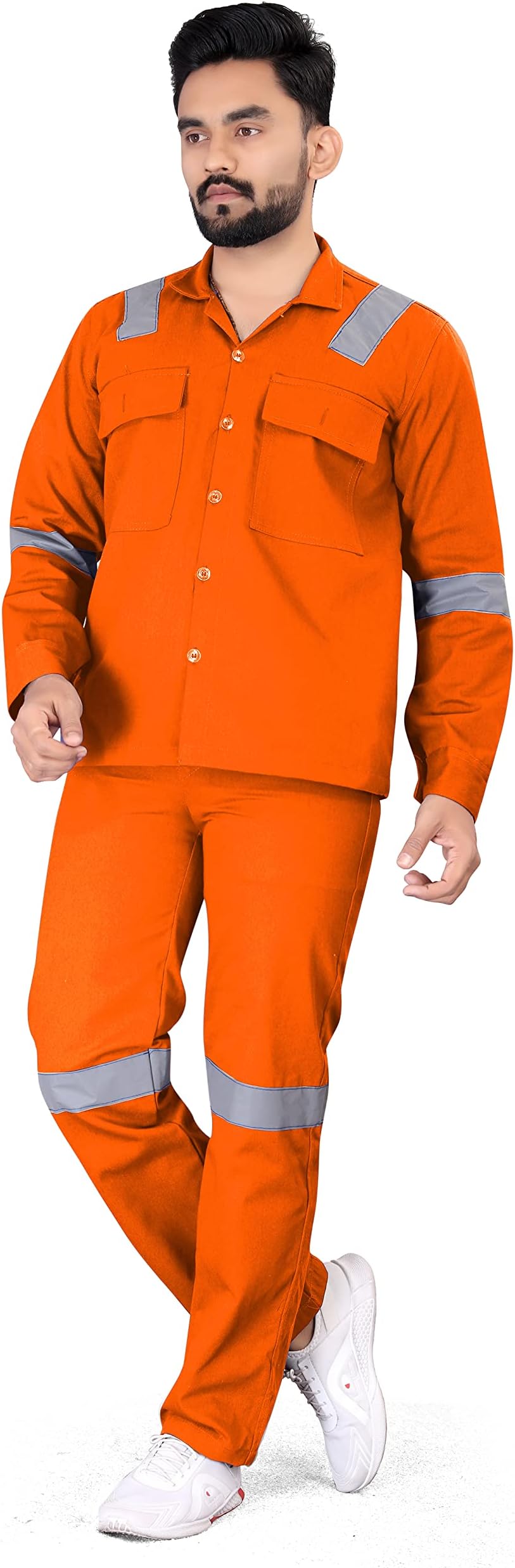 AREEVANZ Men's Reguler Fit Cotton Industrial Work wear Coveralls Shirt and Pant with Two Inch Reflective Tape