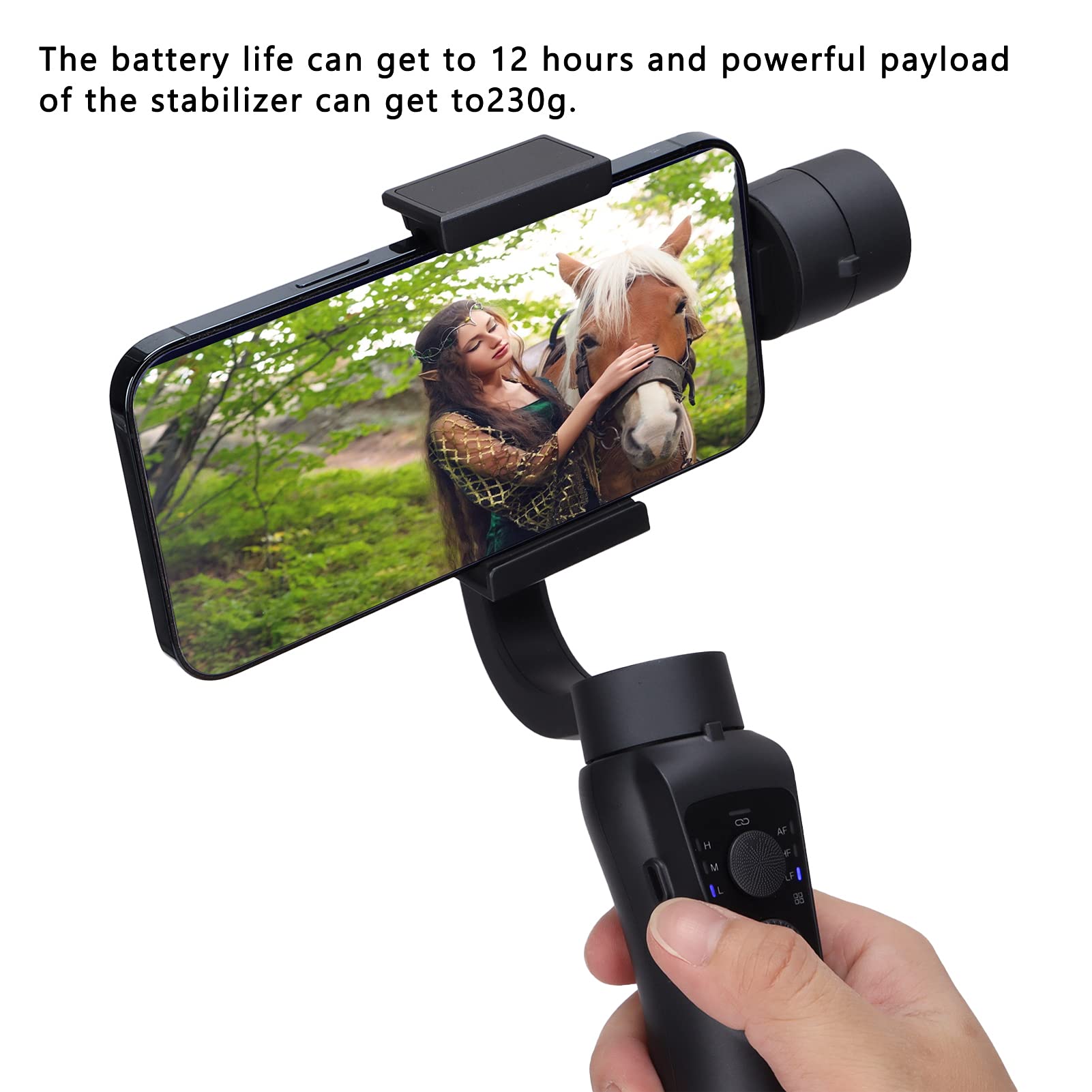 Cosiki Stabilizzatore Portatile per Smartphone Registrazione Video Design Leggero e Pieghevole per i Viaggiatori