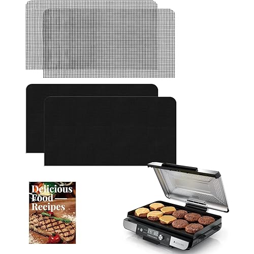 Reusable Mats Set for Ninja GX101 — Sizzle Pro XL 20" Indoor Griddle and Grill — 2 Grill Liners + 2 Mesh Liners — PTFE-Coated Fiberglass, PFOA-Free, 500°F/260°C, Top-Rack Dishwasher Safe