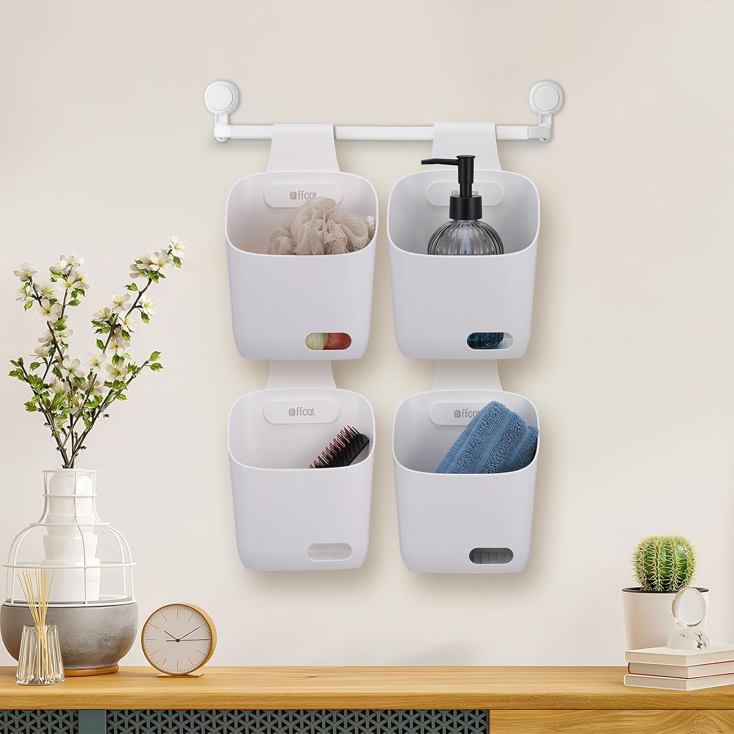 2 Pcs Plastic Hanging Basket Kitchen Storage organizer, Basket with Detachable hook, Hang it behind a door or on a railing, Over the Cabinet Door - Image 6