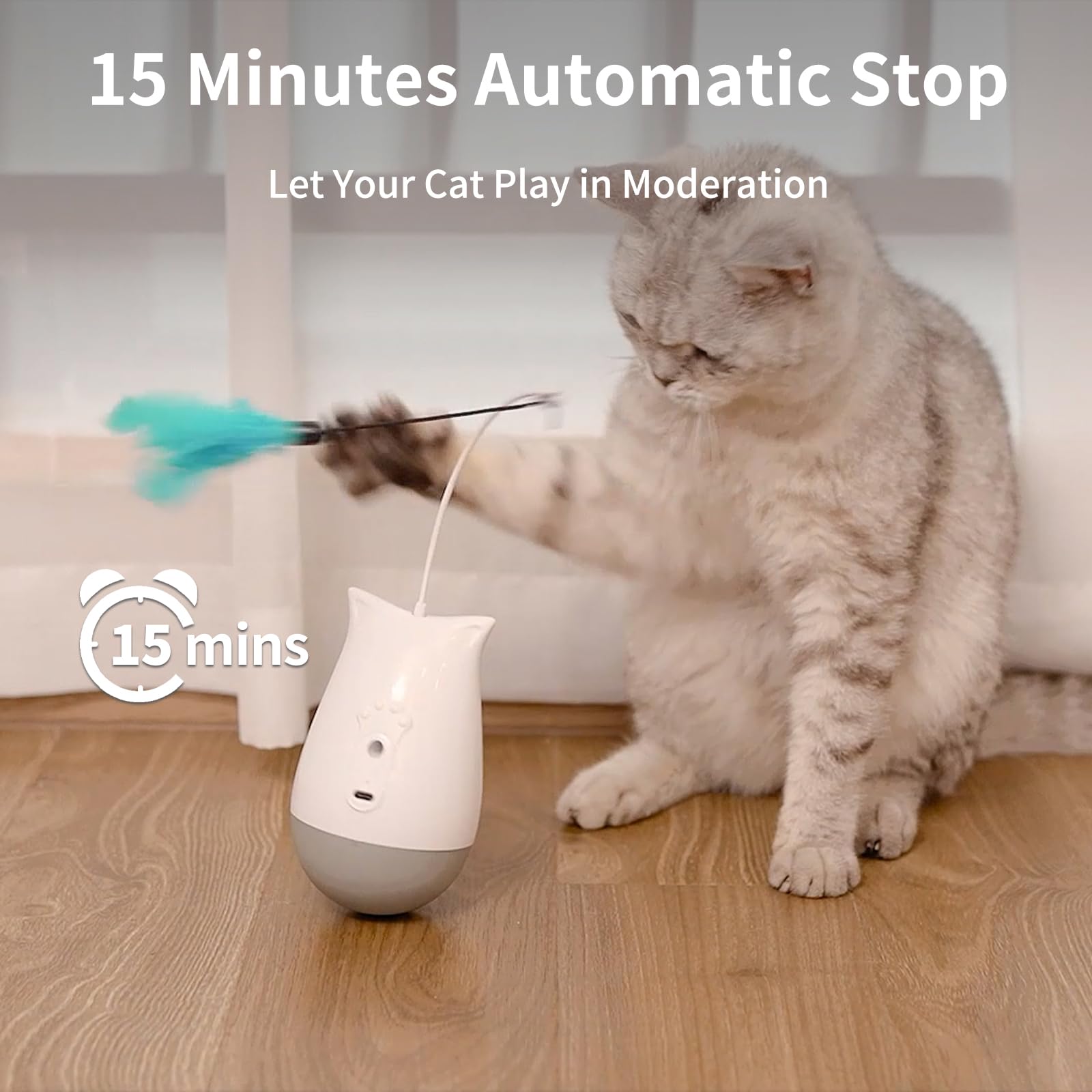 DOEL Jouets interactifs pour chats d'intérieur ennuyés avec 2 modèles, rechargeable automatique en plumes, design gobelet, cadeau d'exercice électrique, stimulation mobile pour chasser et chasser