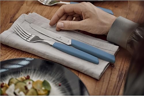Miniatura 2 de VICTORINOX Juego de mesa de cubiertos, tenedor y cuchillos y cucharas, juego de 24, aciano, elegante y ergonómico, apto para lavavajillas, Swiss