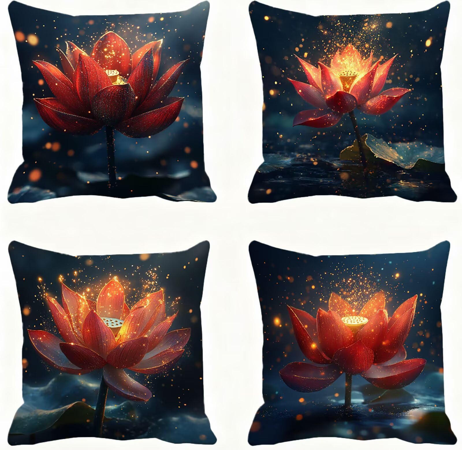 Rose Housse Coussin 60x60 Fleur Taie Oreiller 60x60 Lot de 4 Super Doux Protege Oreiller 60 x 60 Decoration Automne Taie D'oreiller Carrées Coussin Canape, pour Maison Chambre Canapé Chaise E - 777