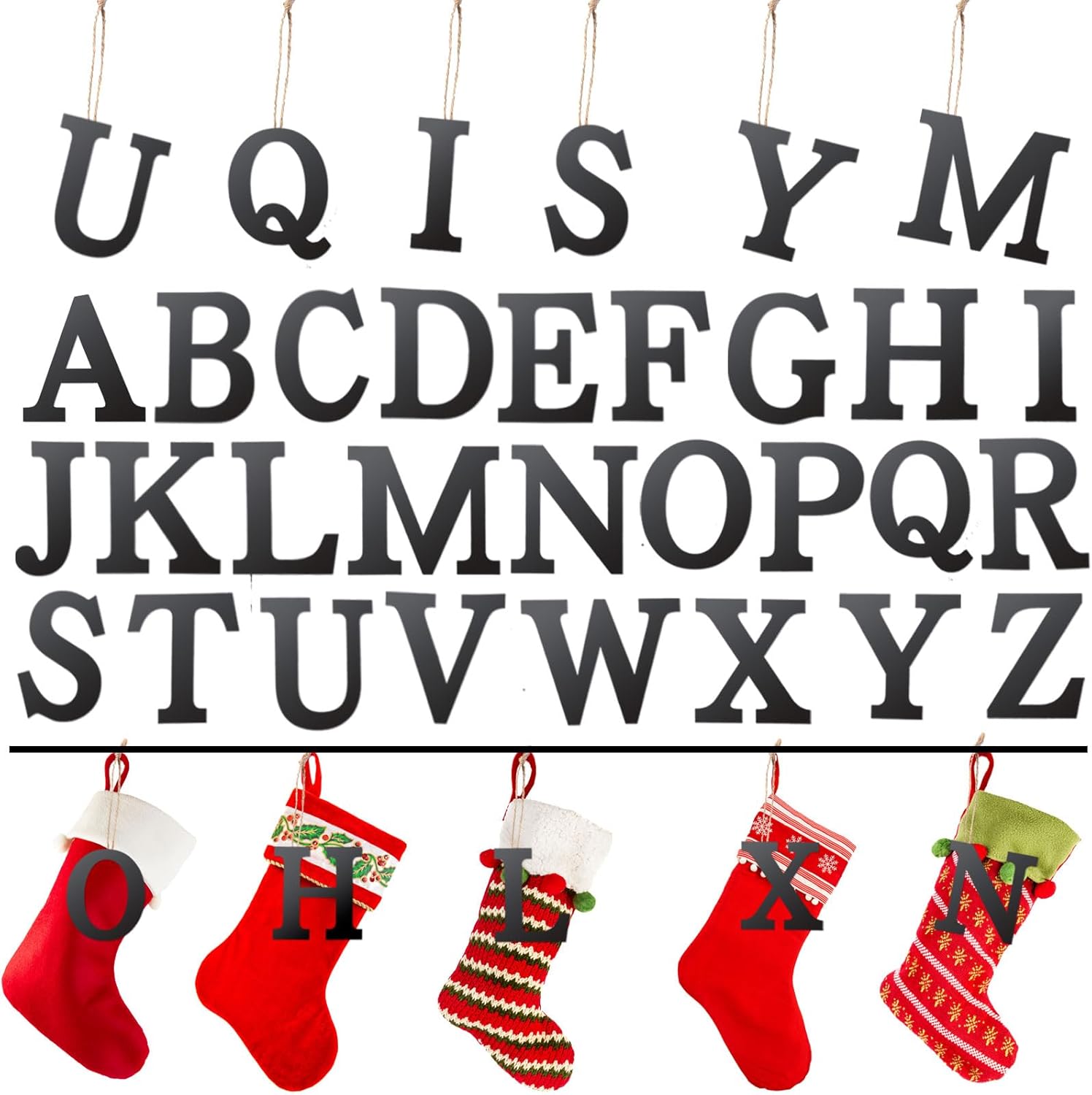 104 Pcs Christmas Stocking Letters Tags Personalized Acrylic Alphabet Letters A to Z