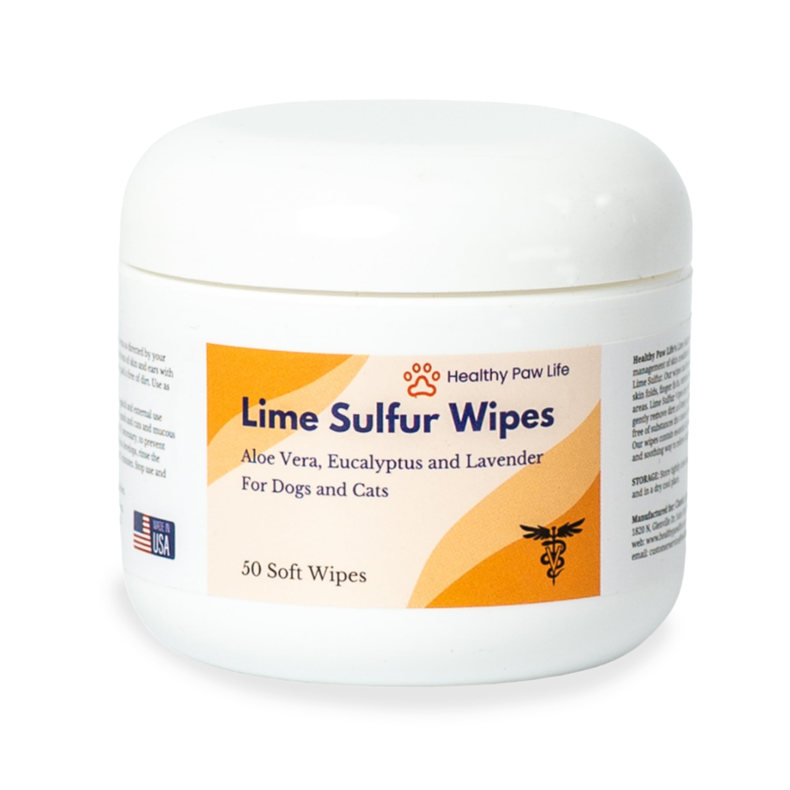 Healthy Paw Life Lime Sulfur Wipes for Dogs, Cats & Small Animals, 50 Wipes