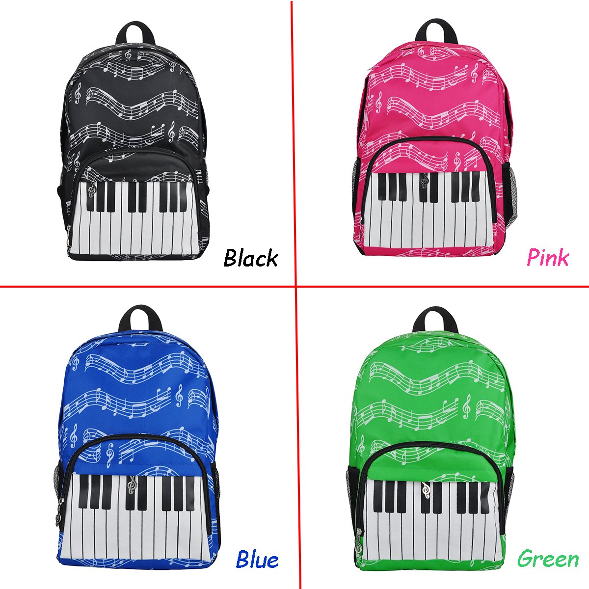 Zaino Punk Oxford A Tema Note Musicali – Per Ragazzi, Scuola E Tempo Libero – 43x30x15 Cm – Nero - 3