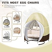 Vista 2 de Fundas para sillas de patio con cremallera, 91 x 80 pulgadas, funda extragrande para silla de huevo doble para muebles de exterior, funda resistente
