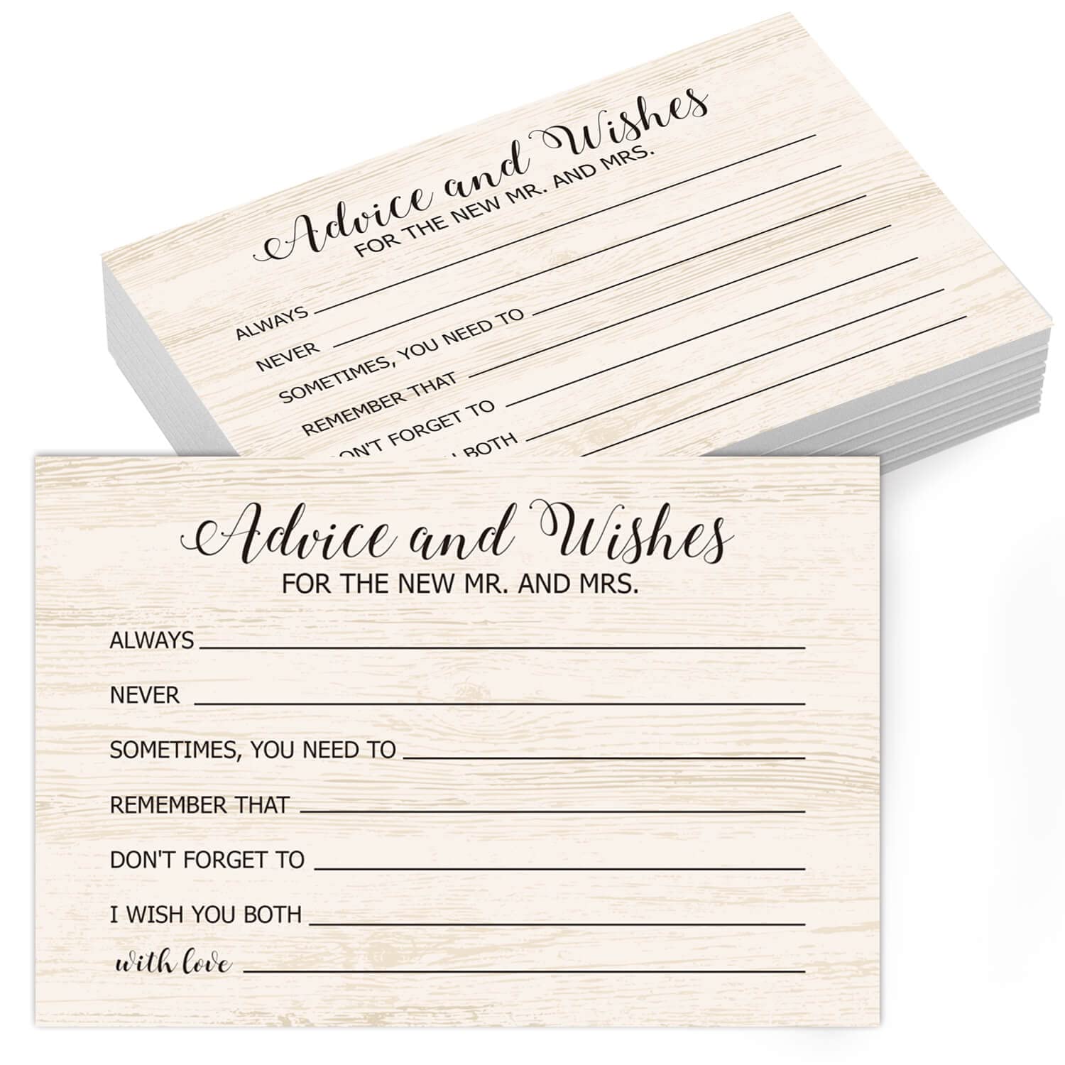 Advice and Wishes Cards for the New Mr and Mrs, Bride & Groom, Newlyweds, Wedding Advice Cards Perfect for Bridal Shower or Wedding, Wedding Guest