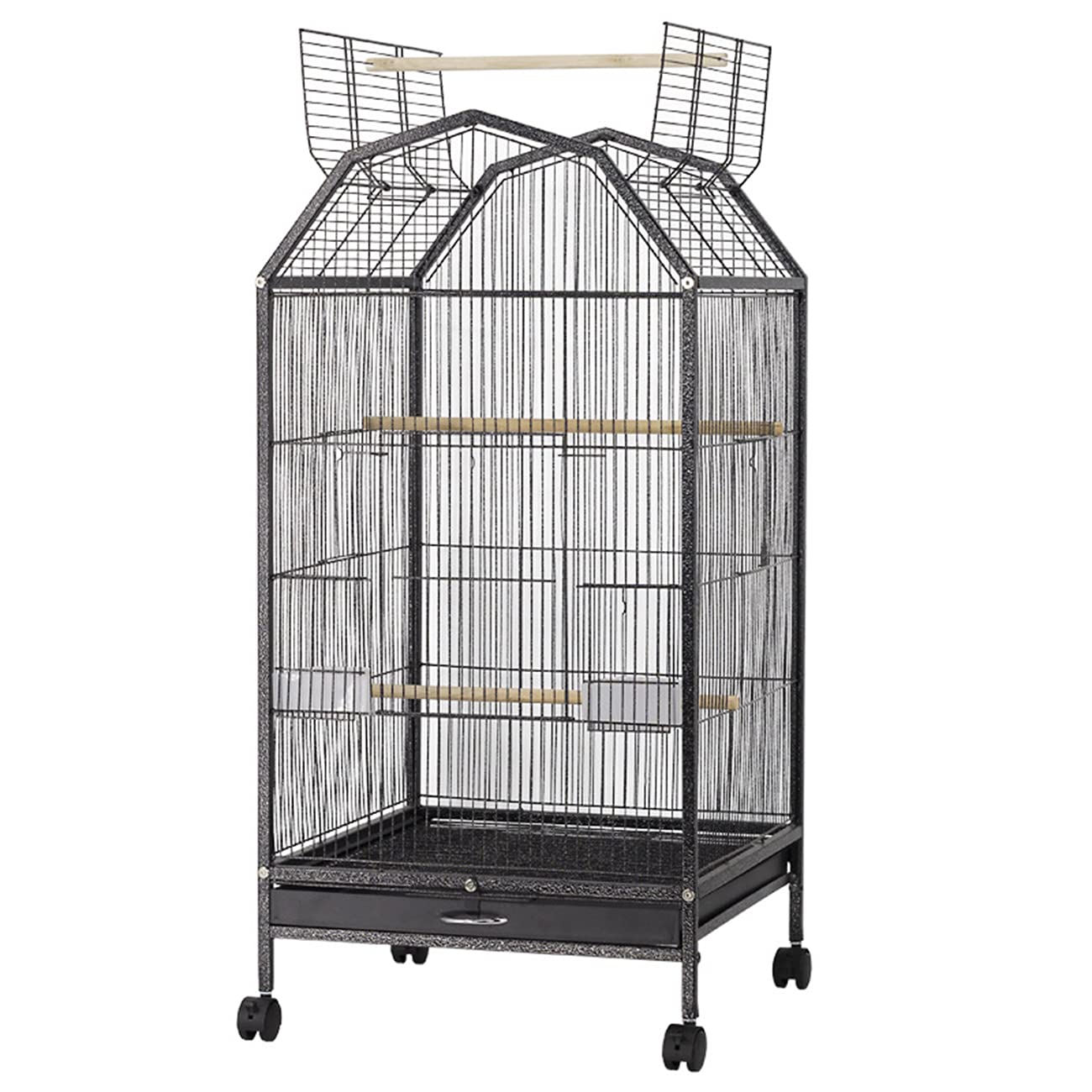 大型鳥かご　オウムなど大型鳥用 Amazon | 鳥かご・車輪付き大型とりかご-上部のオウムケージに45cmの