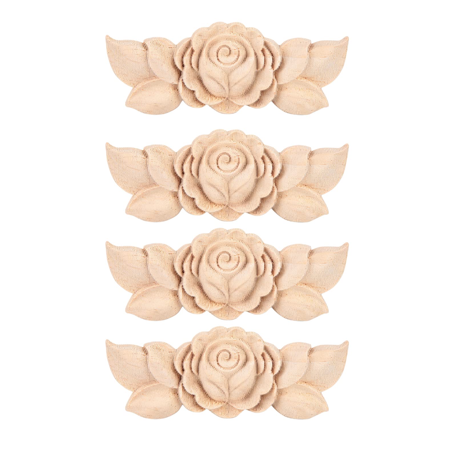 10 Apliques De Madera Tallada Con Diseño De Flor - Marco Redondo, Para Decorar Muebles, Armarios Y Puertas, 4-6 Cm