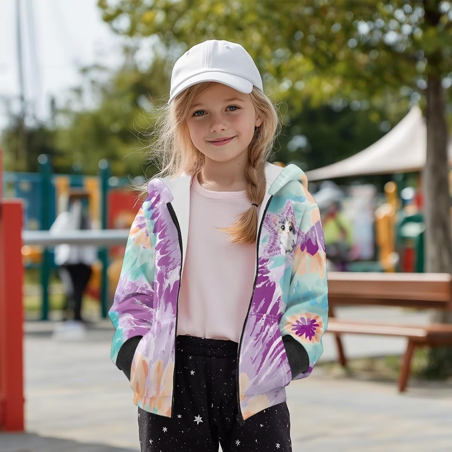 Cute Hooded Sweatshirt Fashion Hoodie for Girls Boys Zipper Long Sleeve Sweatshirts with Pockets