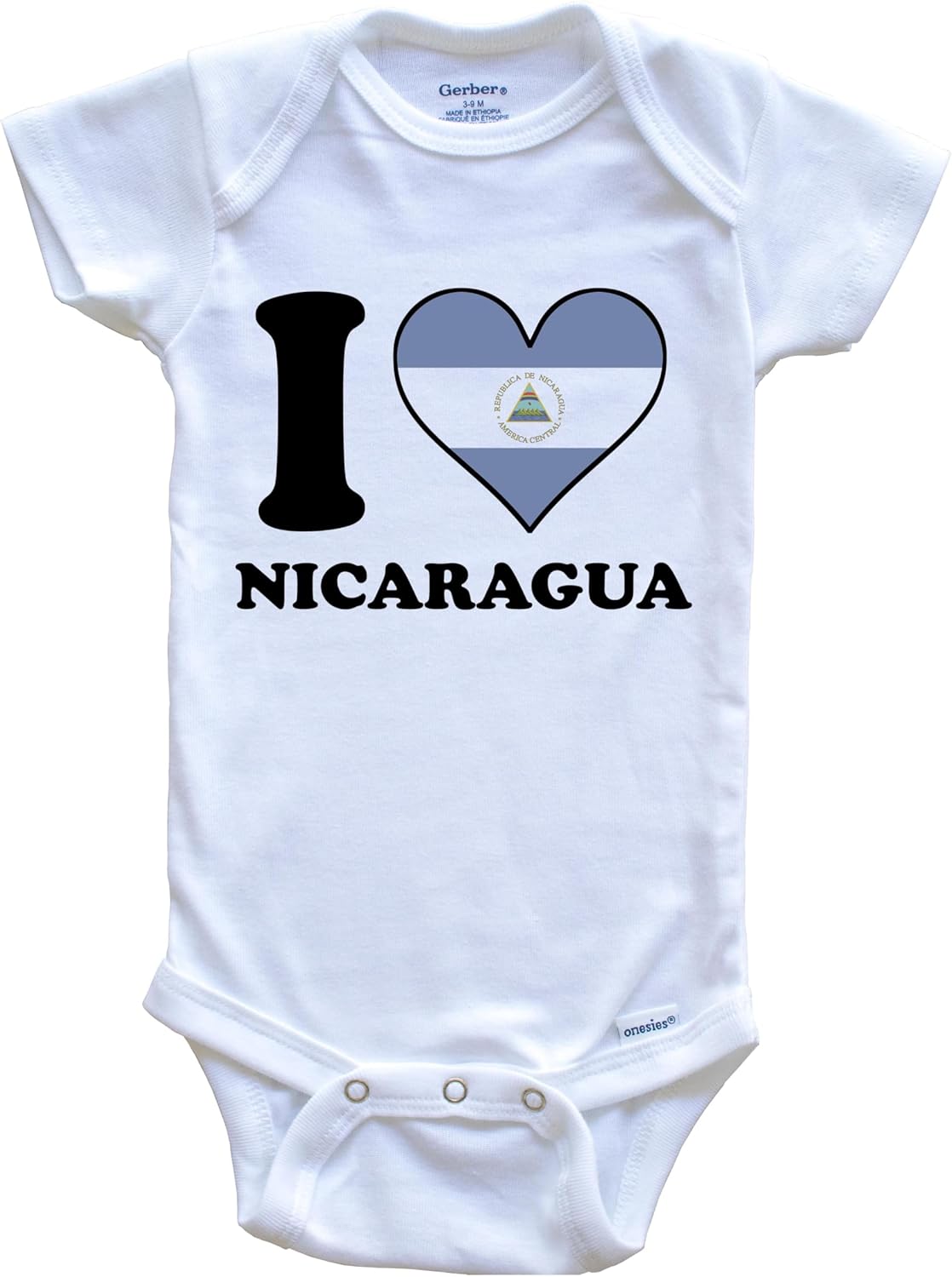 I Love Nicaragua Nicaraguan Flag Heart One Piece Baby Bodysuit