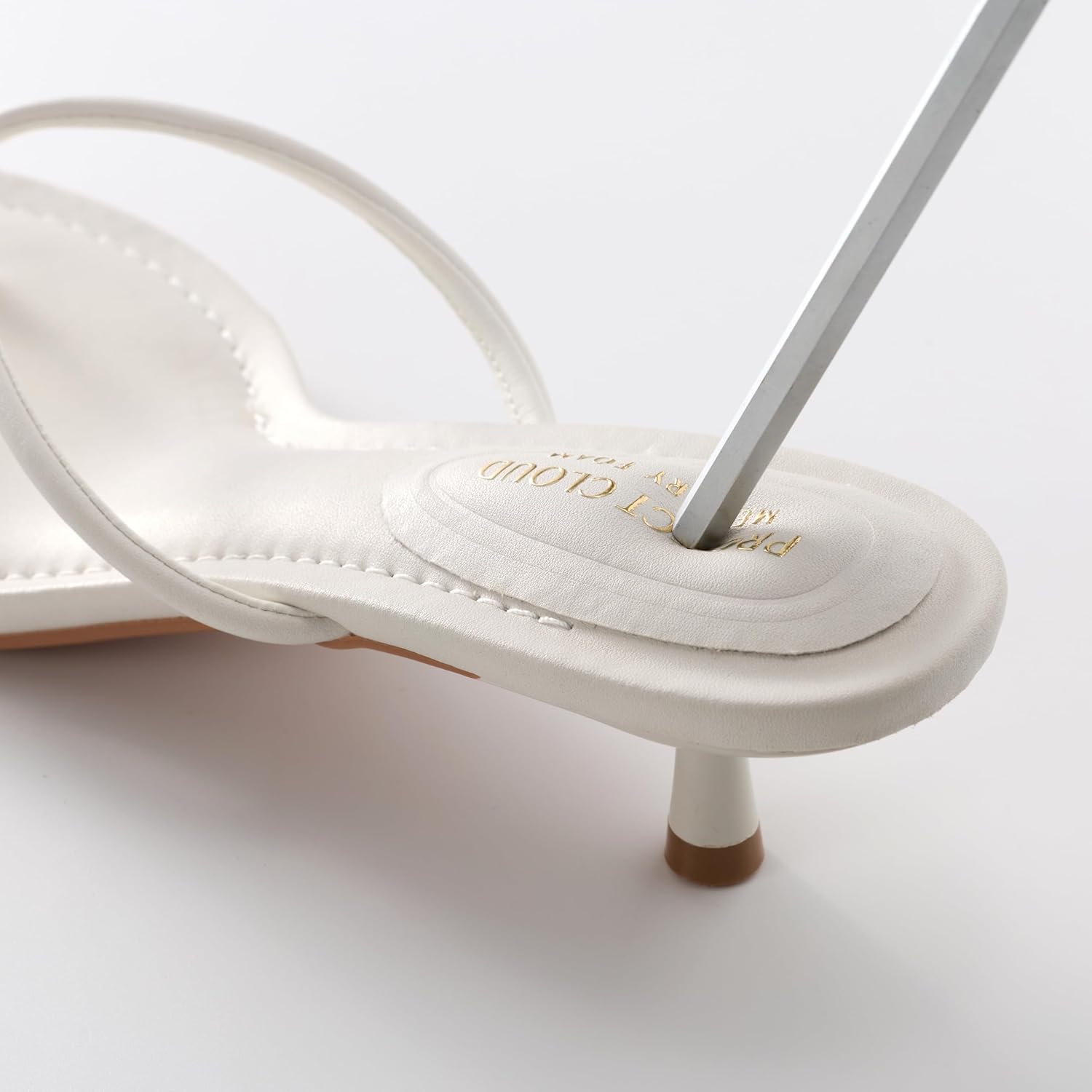 Project Cloud 100% Genuine Leather Sandals Women Footwear - Memory Foam Insole Fashion Dress Kitten Heels for Women - Lightweight and Comfortable Summer Sandals for Women 2026 (Mango) - Image 5