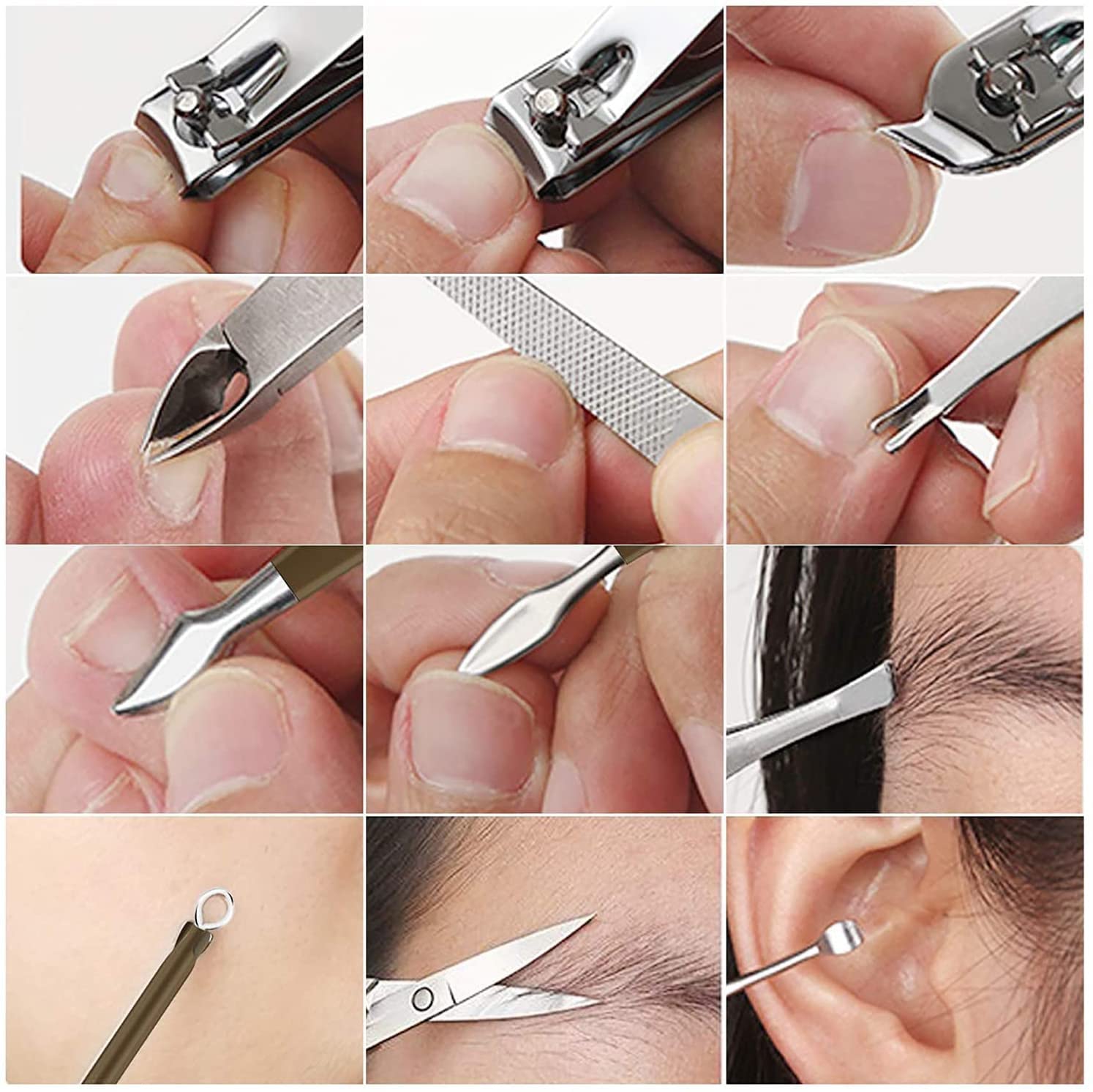 Kit De Coupe-Ongles Incarnés 16 Pièces/Ensemble, Coupe-Ongles De Correction pour L'élimination Ongles Incarnés, Pince À Manucure Olécrâne en Acier Inoxydable pour Paronychie À Ongles Épais