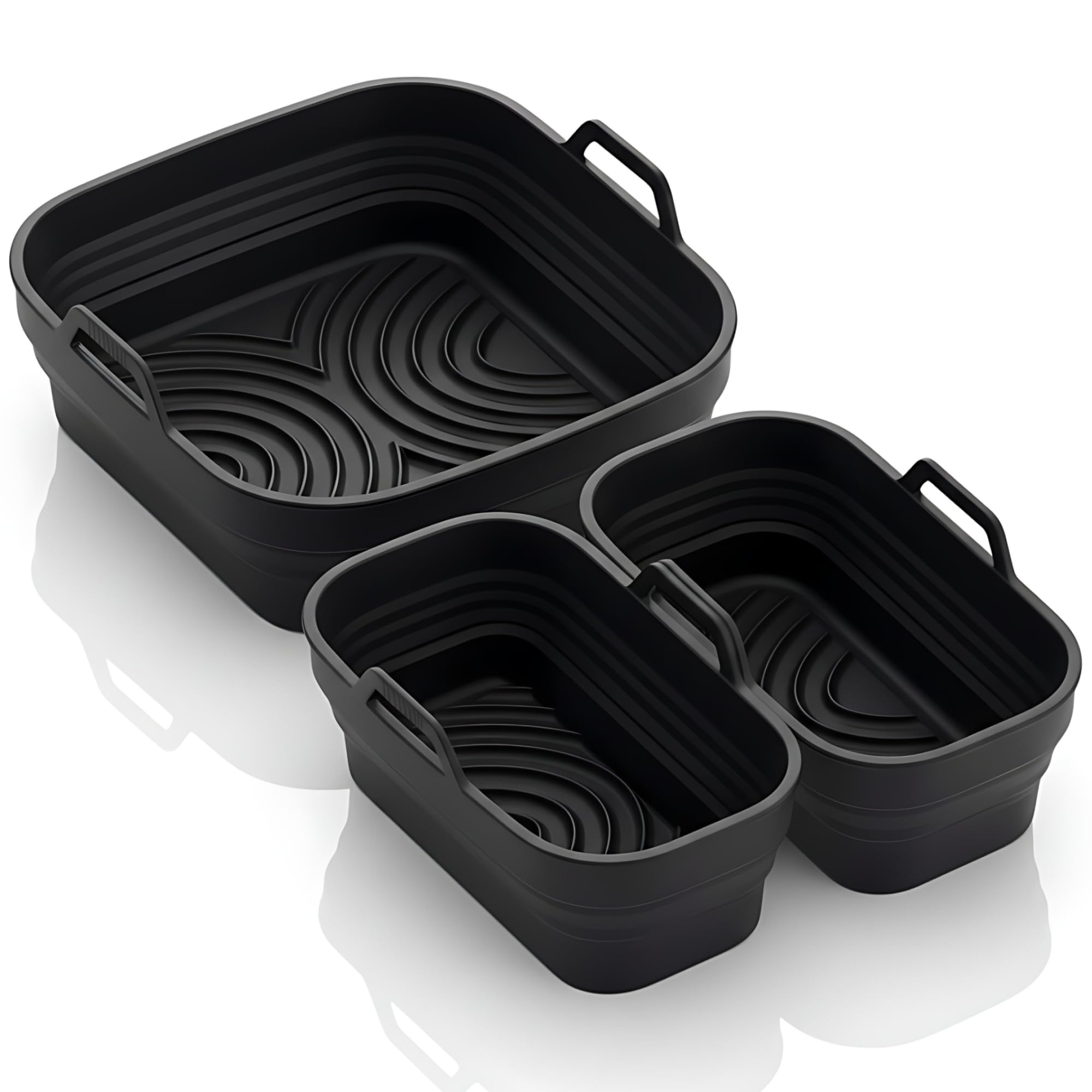 FRITTI® Silikonform Heißluftfritteuse 3 Silikonformen für Airfryer Kammern Air Fryer Zubehör Silikon Backform rechteckig BPA frei. Auflaufform für Ninja Philips Cosori Tefal Silikoneinsätze