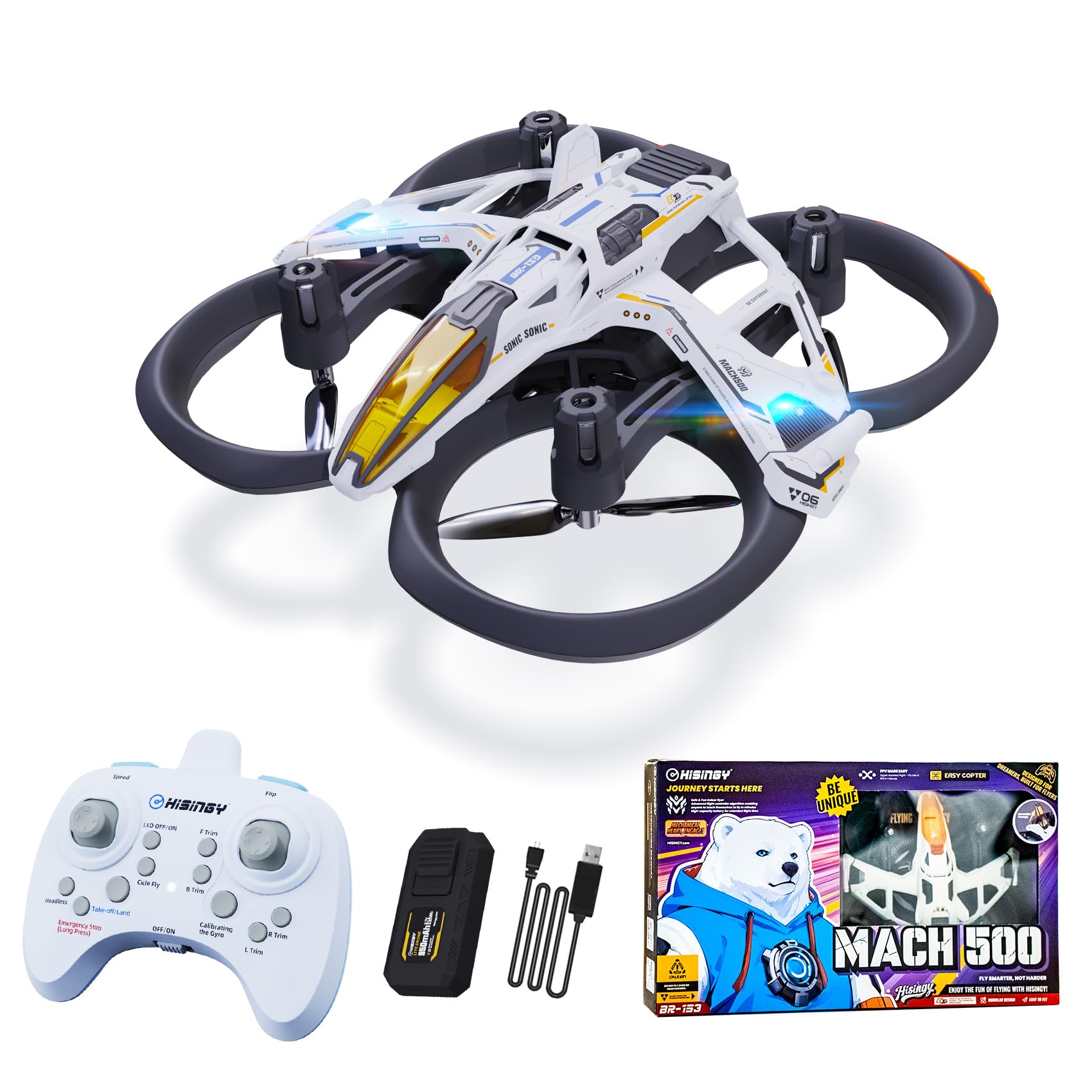 HISINGY MACH 500 Tiny Drones for Kids, Mini Micro Nano Indoor RC Quadcopter for Age 8-12 10-15 12-14,Kids Drone with LED Light,Optical Flow