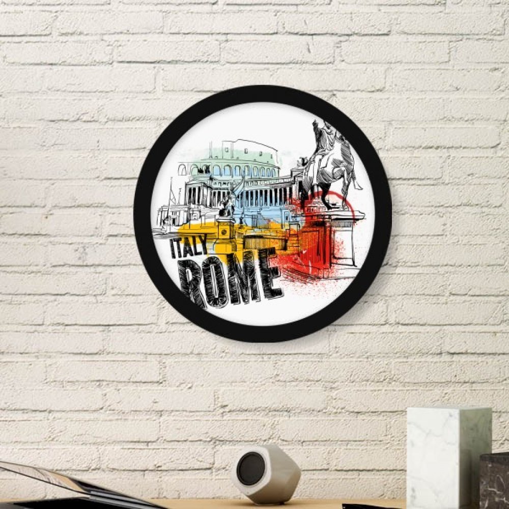 Impression romaine avec cadre photo rond noir paysage Italie DIYthinker
