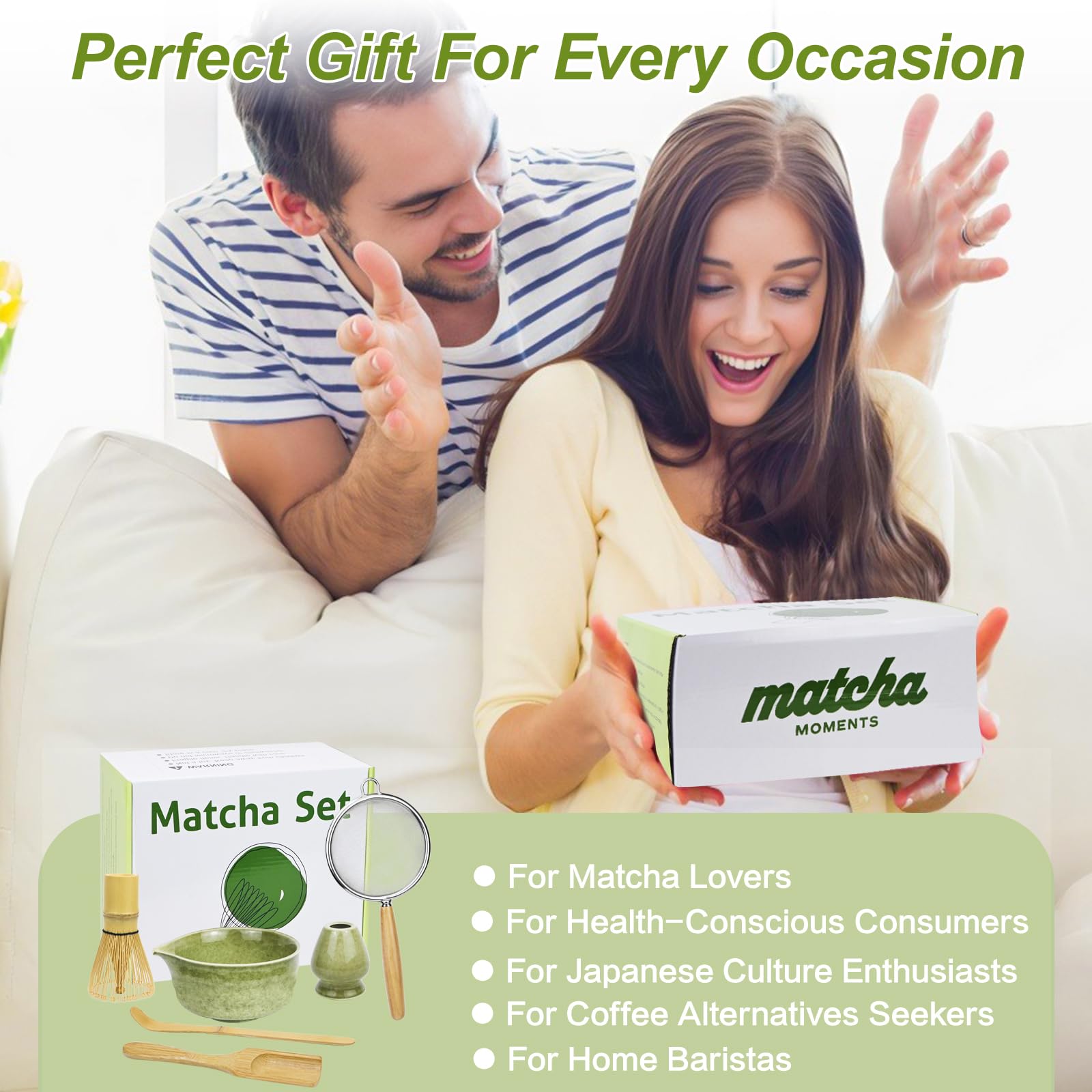 Matcha Kit, 6 Pezzi Matcha Set con Ciotola per Matcha, Frusta Matcha in Bambù, Cucchiaino, Supporto per Frusta, Macha Tea Kit per Perfetto per Preparare Tè Matcha