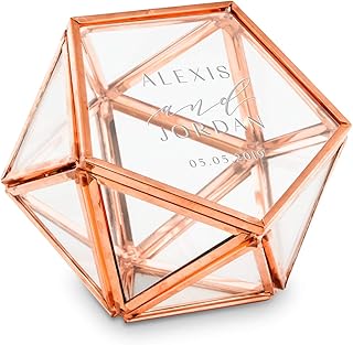 WEDDINGSTAR Personalized Small Glass Geometric Terrarium Style Ring Jewe...