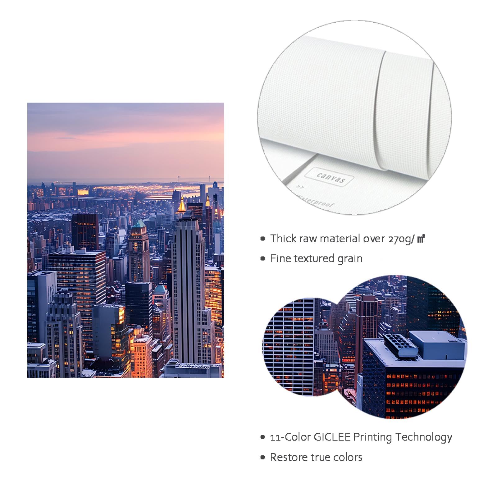 UIRINGART Urbain Horizon Toile Art Mural Bâtiments Urbains Modernes Et Lever Du Soleil Paysage Imprimer Affiche Pour Salon Bureau Studio Décor Mural 80x125cm Cadre Intérieur