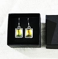 Vista 7 de Moonstone Dangle Earrings Silver Rectangle Gemstone Drop Hypoallergenic Handmade Earrings for Women Trendy Fashion