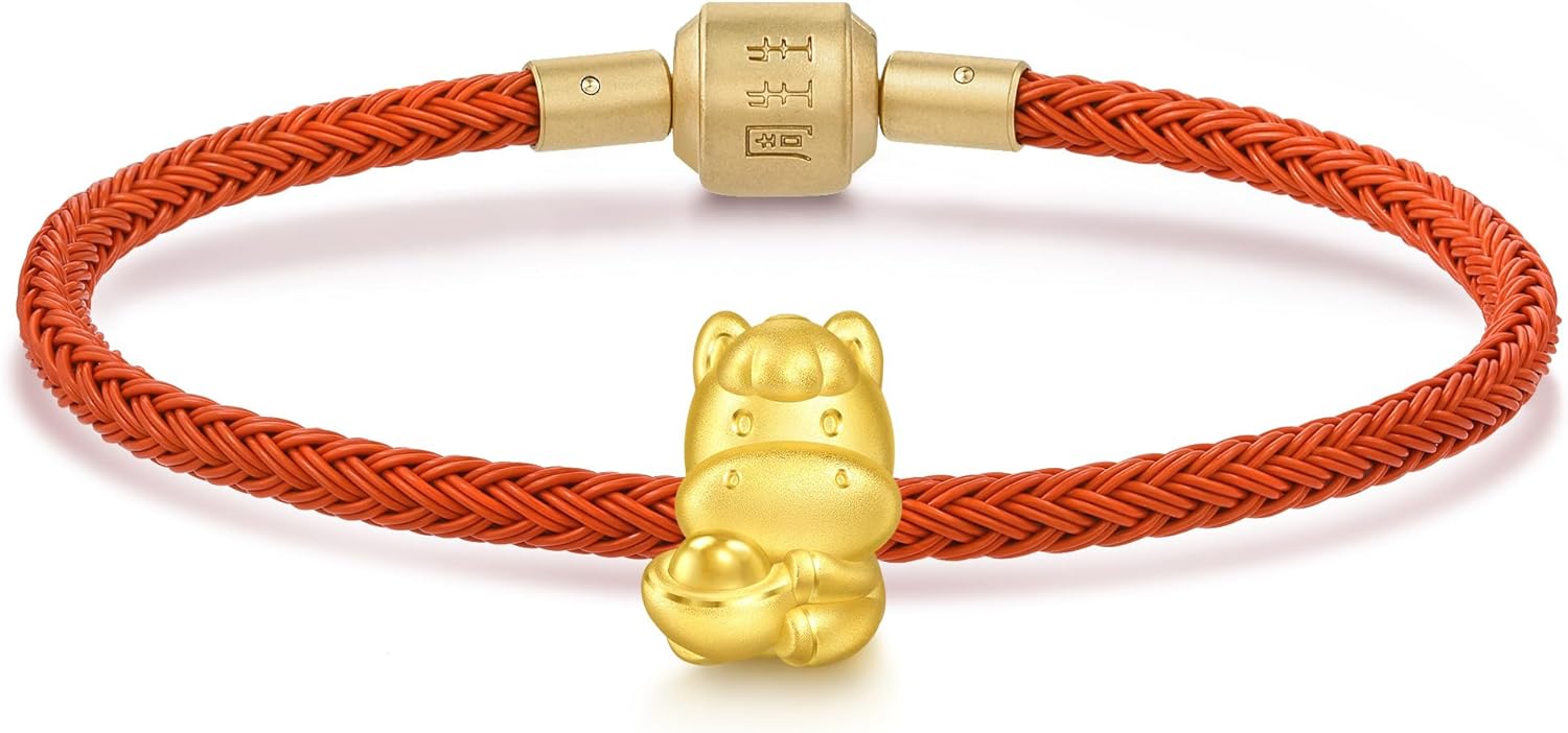 CHOW SANG SANG 999 Gold Charme Auspicious Blessings Mini Gold Sycee Horse Charm Bracelet for Women & Men 17cm 95933C