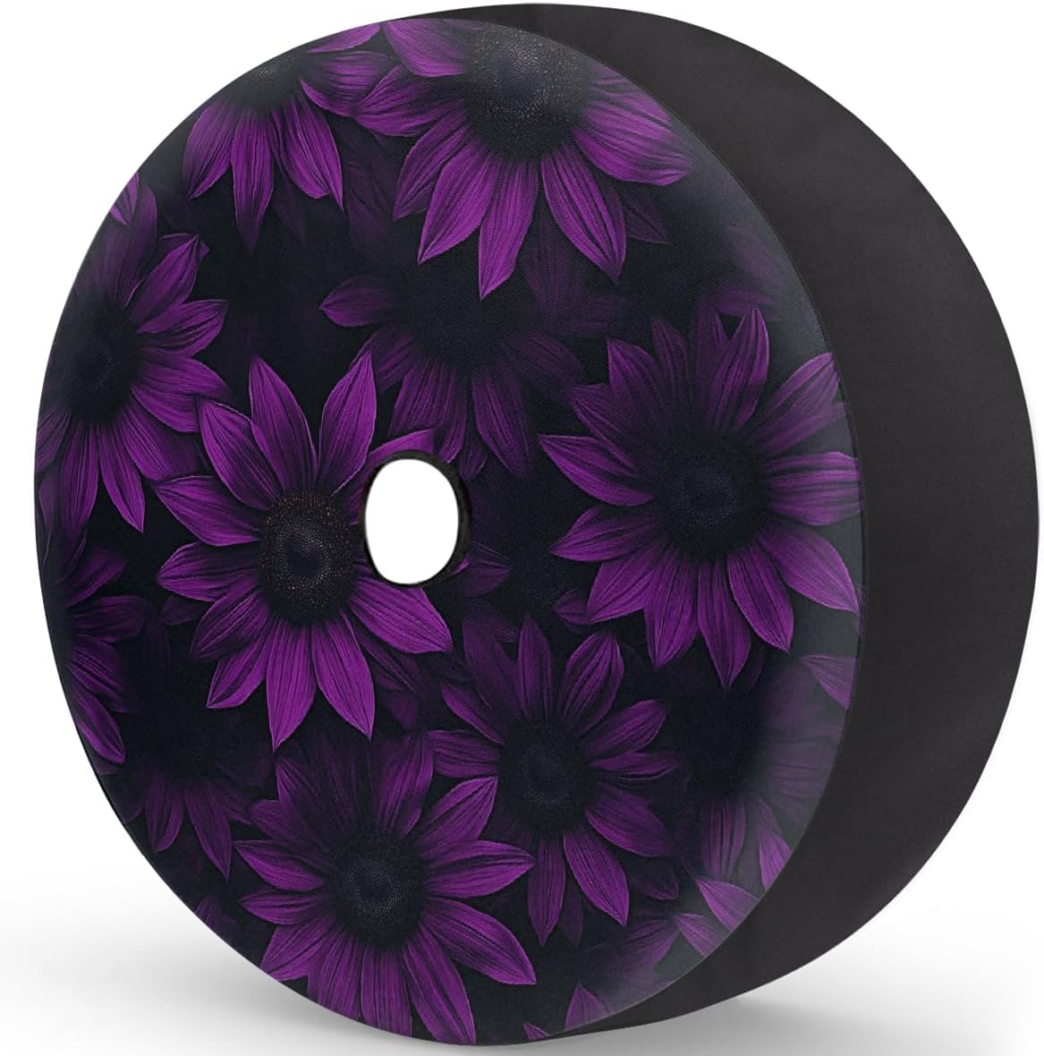 Spare Tire Cover with Backup Camera Hole Purple Sunflower Waterproof Tire Cover Fit for Rv SUV Truck Travel Trailer 17inch