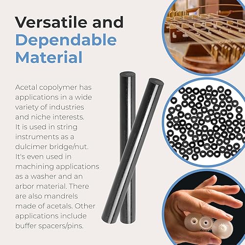 Miniatura 4 de Paquete de 2 varillas redondas de copolímero de acetal, tolerancia estándar de 2 pulgadas de diámetro y 12 pulgadas de longitud, varillas de