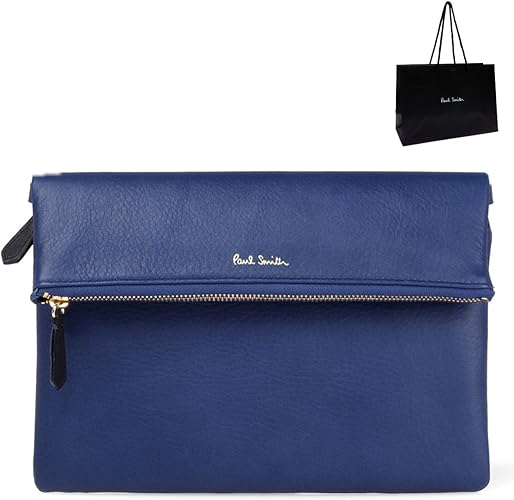 Amazon ポール スミス Fold Over Clutch Bag フォルドオーバー クラッチバッグ ショルダー 2way ブルー ポケット 4個 レディース ブランド バッグ パーティーバック 結婚式 二次会 ギフトラッピング可 ショップバッグ付 セカンドパック ポーチ 二つ折り 牛革 本