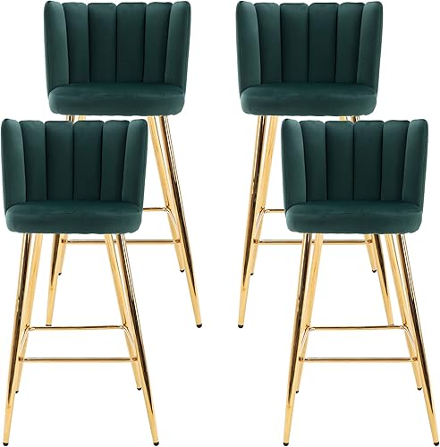 Miniatura 12 de Velvet - Taburetes de bar de 26 pulgadas de altura de mostrador, juego de 2 taburetes de cocina modernos, sillas tapizadas con patas de metal dorado